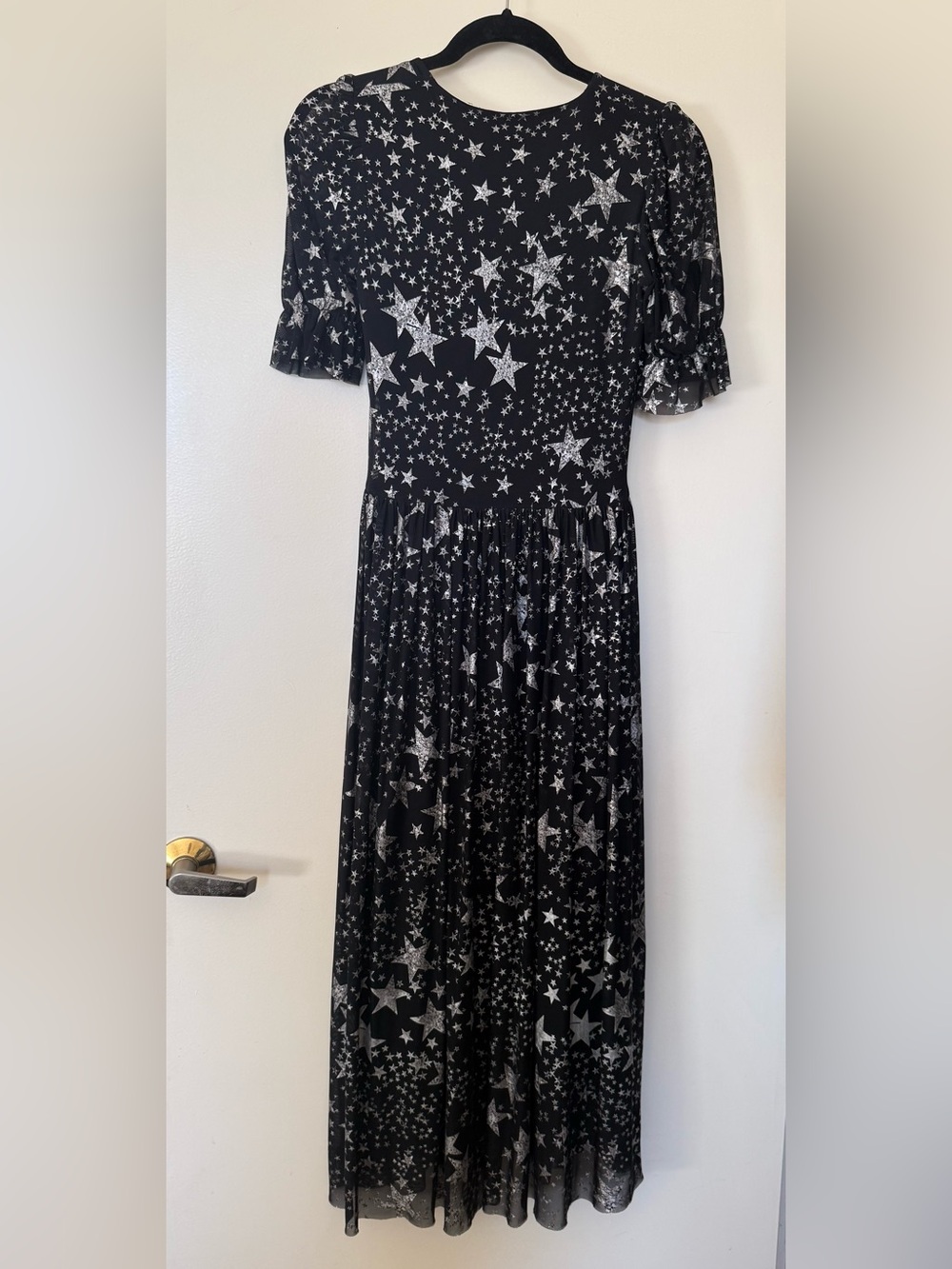 BlackMilk Stars Corrupted Stellar Midi Dress Black Mesh Silver Stars in Small - Picture 7 of 12